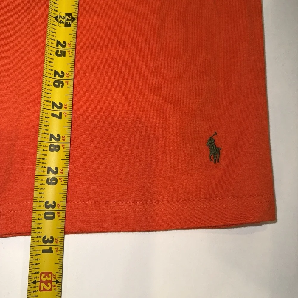 Polo Ralph Lauren T-Shirt Mens L Orange Green Pony Classic Fit Cotton Crew Neck